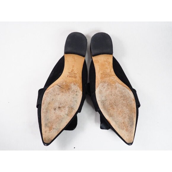 Schutz Black Suede Pointed Toe Bow Slides Flats, Size 7.5 (US) - Picture 8 of 10